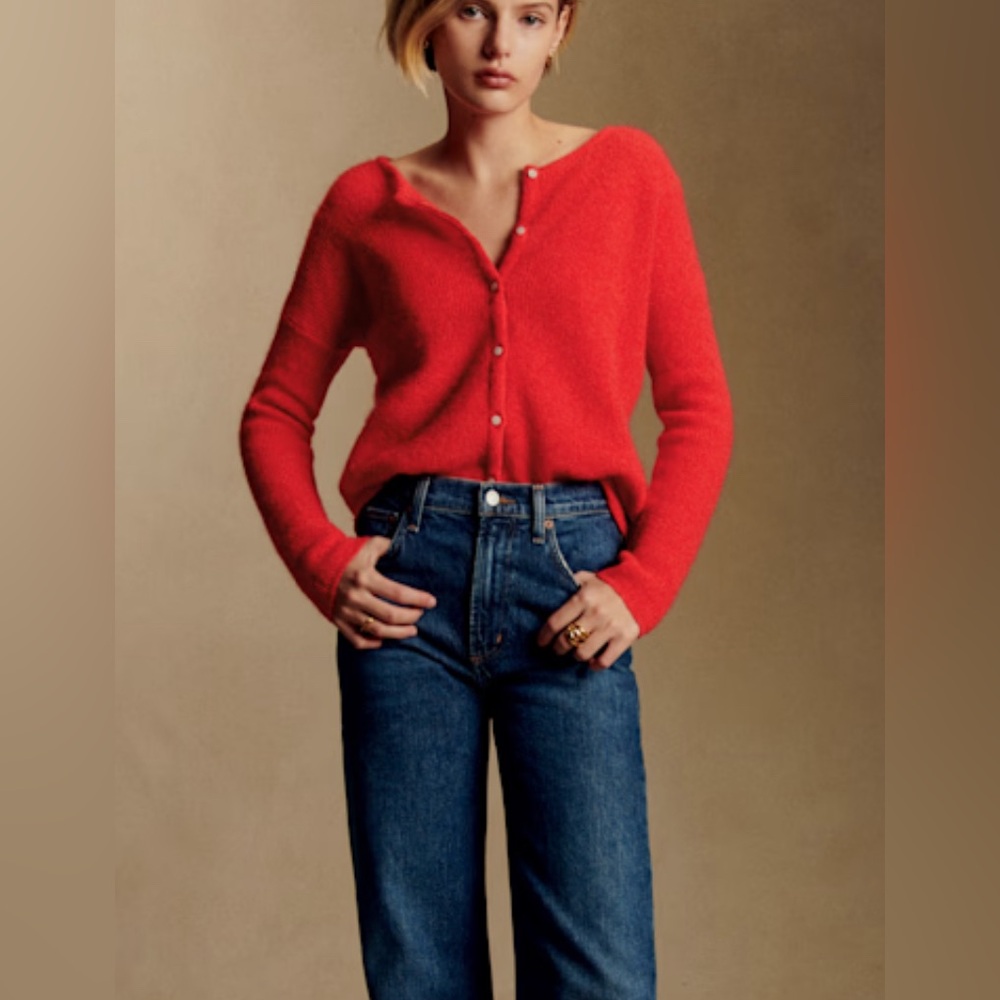 NWT Sezane Gaspard in Cropped Red XS Cardigan Sweater - Picture 5 of 5